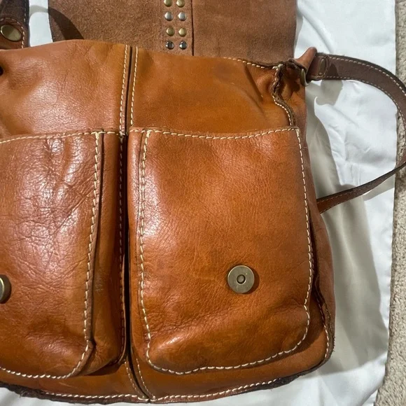 Patricia Nash Tan Leather Studded Crossbody Bag - Picture 10 of 16